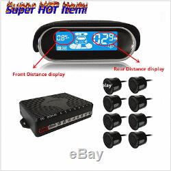 Good Quality Dual LCD Display 8 Black Parking Sensors Reverse Radar Alarm Buzzer