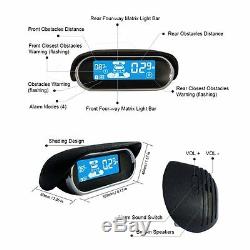 Good Quality Dual LCD Display 8 Black Parking Sensors Reverse Radar Alarm Buzzer