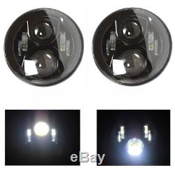 LED Headlights x2 BLACK CRYSTAL 7 lights Headlamps for Land Rover Defender 7502