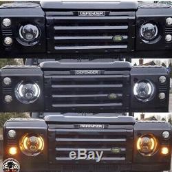 Land Rover Defender 7 Inch LED Headlights Pair 50W E Marked UK EU DRL Indicator