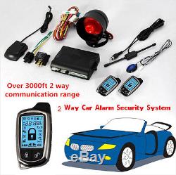 NEW 2 Way Car Alarm Security System + LCD Super Long Distance Control Anti-theft