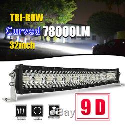 Off Road LED Light Bar 32inch Curved Spot Flood Combo Beam Fog Driving Lamp 4x4