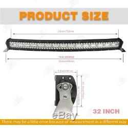 Off Road LED Light Bar 32inch Curved Spot Flood Combo Beam Fog Driving Lamp 4x4