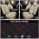 Pu Leather 5-seat Car Front Row Seat Covers Cushions Withpillow Comfortable Beige