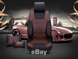 PU Leather+Microfiber Cushion Car Seat Covers Front&Rear Set of 5Seat Car Coffee