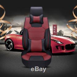 PU Leather+Microfiber Cushion Car Seat Covers Front&Rear Set of 5Seat Car Coffee