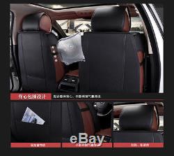 PU Leather+Microfiber Cushion Car Seat Covers Front&Rear Set of 5Seat Car Coffee