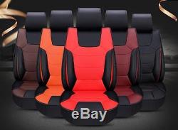 PU Leather+Microfiber Cushion Car Seat Covers Front&Rear Set of 5Seat Car Coffee