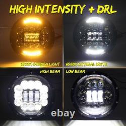 Pair 7 inch Round Chrome LED Headlights Hi/Lo Beam for Classic Mini Austin Rover