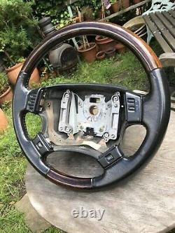 Range Rover p38 leather wood steering wheel Wooden Black Stitched Leather