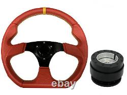 Red Aftermarket 350mm D1 Steering Wheel + Quick Release boss BKB