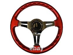 Red Chrome 350mm TS Steering Wheel + NEO CHROME BN Quick Release boss