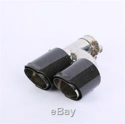 Right Side Carbon Fiber Exhaust Tip Dual Pipe Black ID3.0 76mm OD4.0 101mm