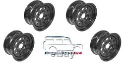 Set Of 4 Steel Modular Wheels Black Grw012 Fits Land Rover Discovery 2 98-2004