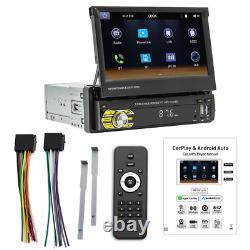 Single Din Car Radio Stereo Player Retractable Screen For Carplay Android Auto