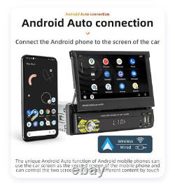 Single Din Retractable Screen Car Radio Wireless Apple Carplay Android Auto BT