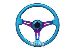 Turquoise Blue Neo Chrome TS Steering Wheel + Quick Release boss B30