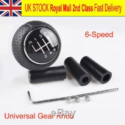 UK STOCK Universal Manual 6-Speed Gear Shift Knob Leather Shifter Lever Black