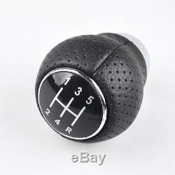 Universal 5-Speed Gear Shift Knob Manual Leather Shifter Lever Black UK STOCK