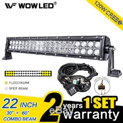WOW 22 Inch 120W CREE LED Combo Work Light Bar Truck Boat Car 4WD + Wiring Kit