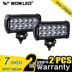 WOWLED 2 X 7 36W CREE LED Work Light Offroad Spotlight Truck SUV Boat ATV 4X4