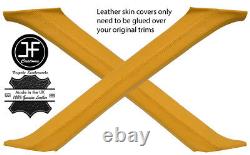 Yellow Real Leather 2x A Post Pillar Covers Fits Range Rover P38 1994-2002